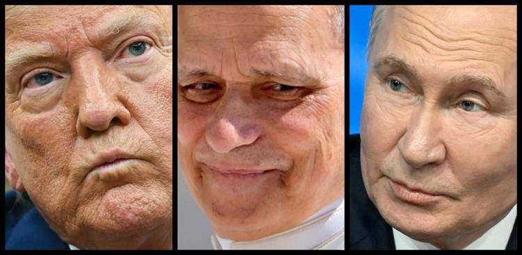 Trump, Papa Leone XIV e Putin (Afp)