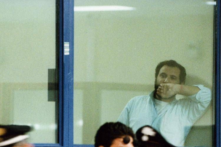Il boss Giovanni Brusca nell'aula bunker di Palermo - Fotogramma