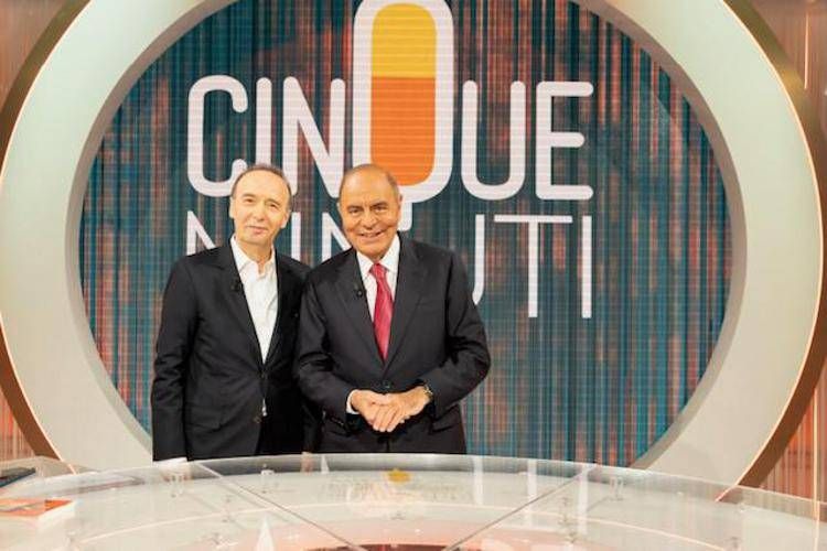 Roberto Benigni e Bruno Vespa (foto Ufficio stampa Rai)