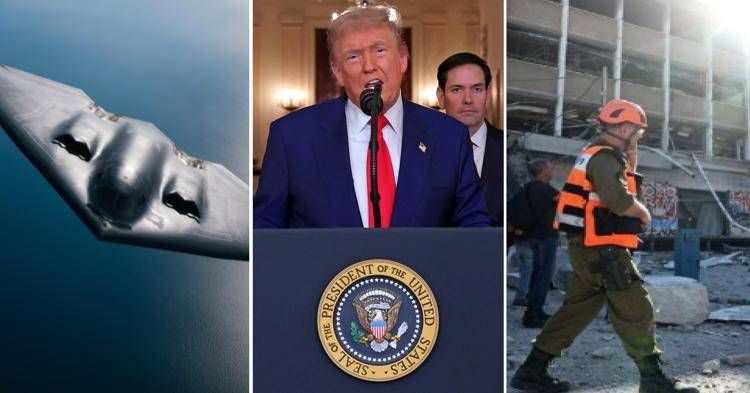 Un B-2, Donald Trump, soccorsi in Israele