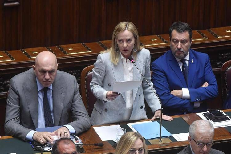 Giorgia Meloni in Aula alla Camera (Ipa)