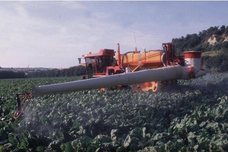 TRATTORE PER EROGAZIONE DISERBANTE IN UN CAMPO DI BIETOLE AGRICOLTURA (Panico Vito, - 2004-07-29) p.s. la foto e' utilizzabile nel rispetto del contesto in cui e' stata scattata, e senza intento diffamatorio del decoro delle persone rappresentate - FOTOGRAMMA