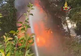 Roma, vasto incendio di sterpaglie ad Anguillara: fuoco minaccia le abitazio