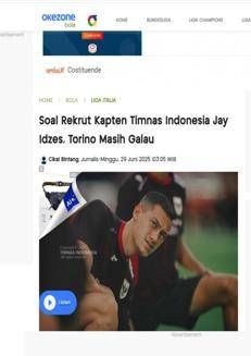 Indonesia: Torino considers buying captain Jay Idzes