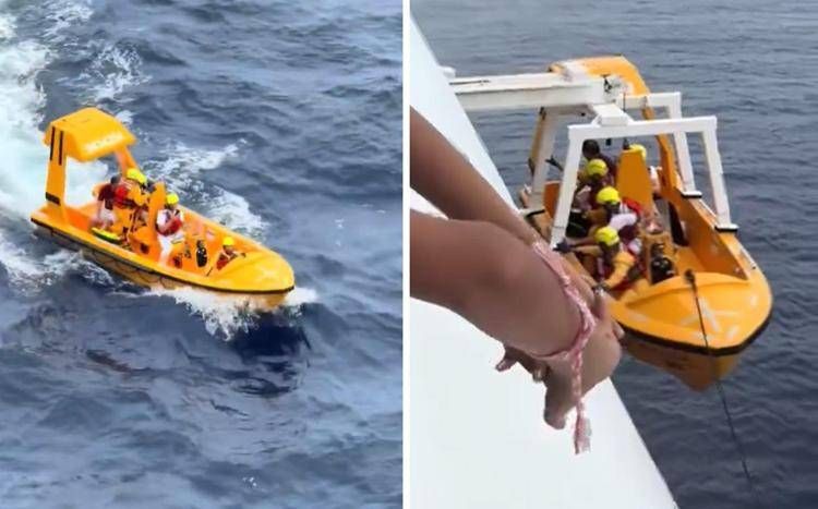 Bambina cade da nave, padre si tuffa: salvati entrambi - Video