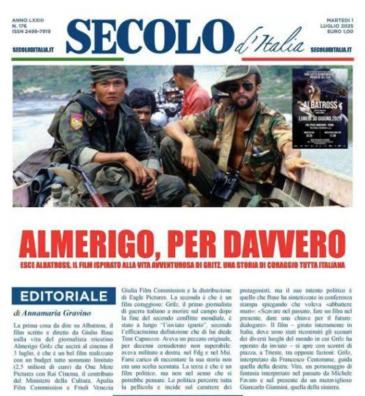 Il 'Secolo d'Italia' dedica uno speciale ad Almerigo Grilz e al film 'Albatross'