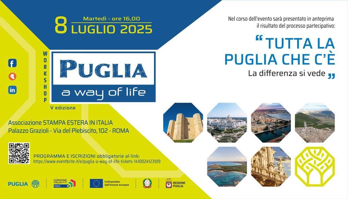 “Puglia, a way of life”, la Regione protagonista per stile di vita e sviluppo sostenibile