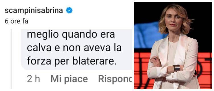 Il post dell'hater condiviso dalla giornalista Sabrina Scampini