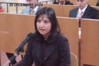 Chiara Poggi durante la discussione della laurea - Fotogramma