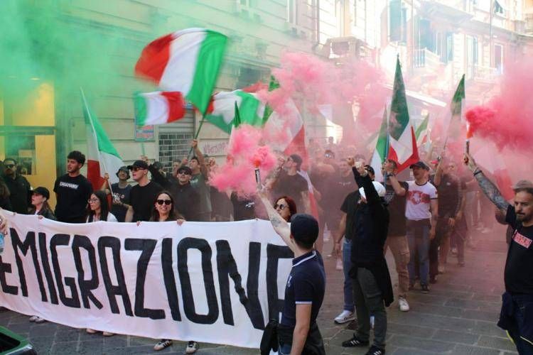 Manifestazione Casapound per la remigrazione