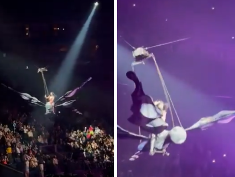 Katy Perry, incidente durante il concerto: la cantante perde l'equilibrio mentre vola sul pubblico