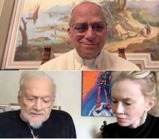 Il Papa e Buzz Aldrin durante la videochiamata