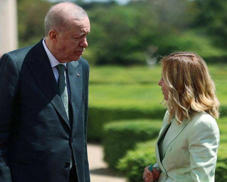 Recep Tayyip Erdoğan e Giorgia Meloni, immagine di repertorio (Fotogramma/Ipa)