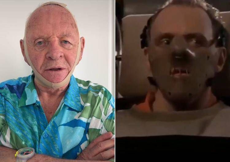 Anthony Hopkins prova la maschera viso di Kim Kardashian ed è subito... Hannibal Lecter