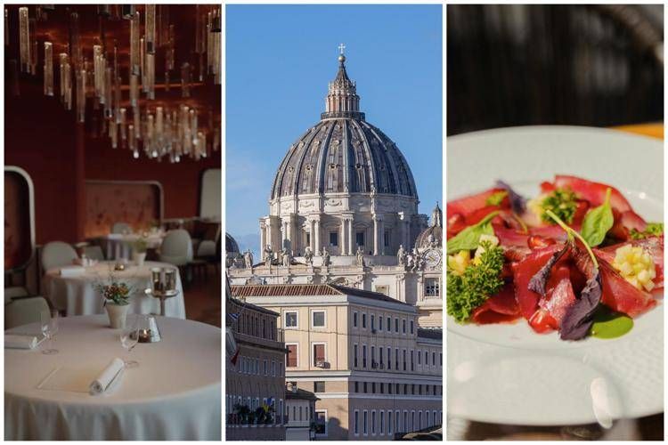 I tavoli de 'La Pergola', la cupola di San Pietro e il carpaccio di mare di Masa Rooftop - Instagram e Fotogramma / Ipa