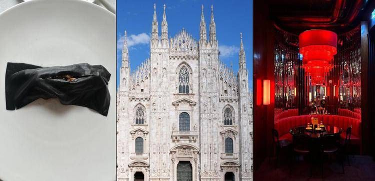 La parmigiana 'espressionista' del ristorante Sine by Di Pinto, il duomo di Milano e l'interno del Piccolo Ronin (foto AdnKronos e Ipa)