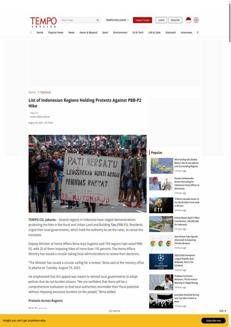 Indonesia: Protests against property tax hikes in several regions