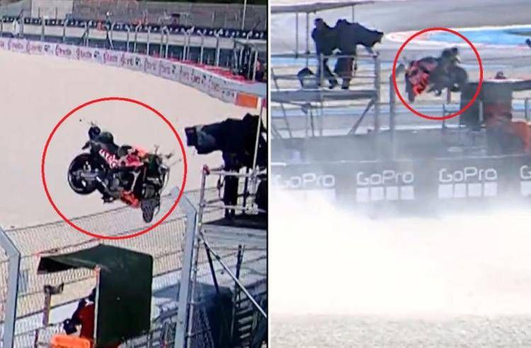 MotoGp, tragedia evitata in Ungheria: Acosta cade, la moto sfiora il cameraman