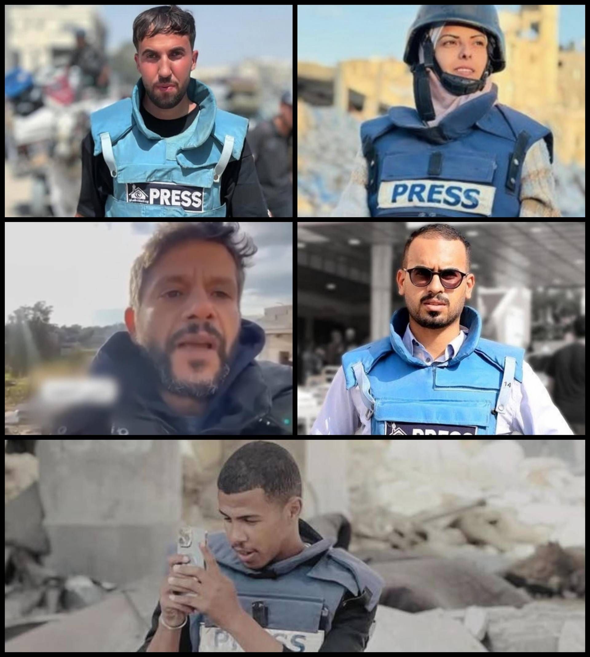 病院の襲撃で殺された5人のジャーナリストであるガザ