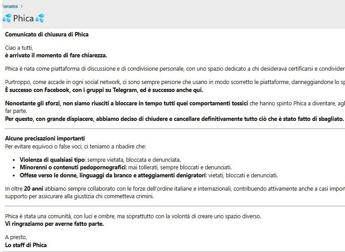Chiude forum sessista 'Phica': 