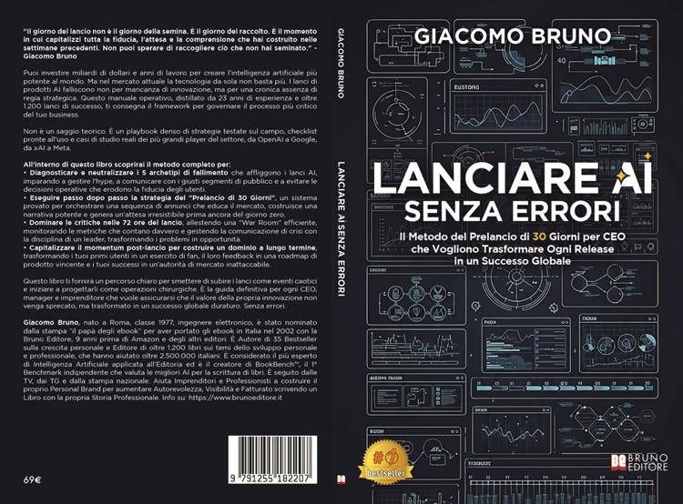 Giacomo Bruno, in un libro gli errori di lancio di ChatGPT5 e la strategia di prelancio in 30 giorni per GPT6 e GROK5