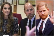 Kate e William oggi a Sunningdale e una foto d'archivio di Harry - Ipa