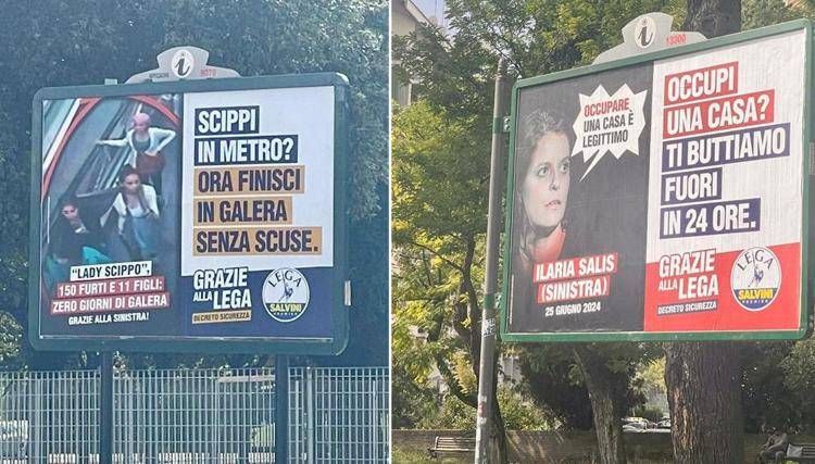 Lega rilancia i nuovi manifesti per il dl sicurezza: dopo l'Ia, ecco Salis e le 'scippatrici vere'