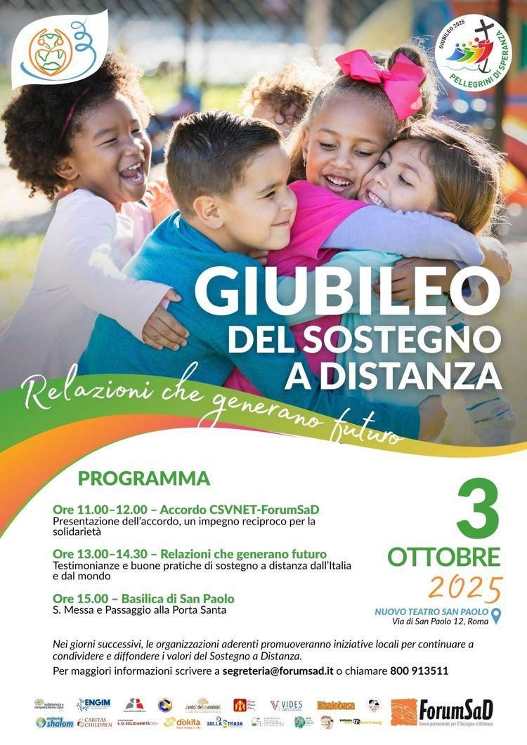 Venerdì 3 ottobre a Roma il Giubileo del Sostegno a Distanza