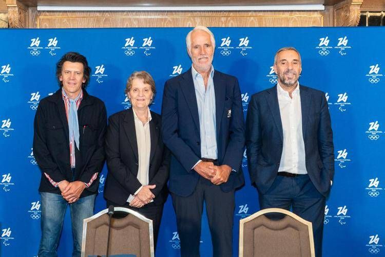 Da sinistra a destra: Christophe Dubi, Kristin Kloster, Giovanni Malago e Andrea Varnier alla conferenza stampa della Coordination Commission del Cio per i  Milano Cortina 2026  - Fotogramma/IPA
