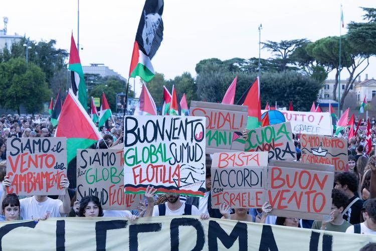 manifestazione_gaza_flotilla_ipa_fg image Manifestazione per Gaza e Flotilla, immagine di repertorio (Fotogramma)