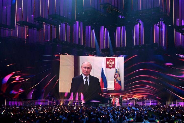 Il videomessaggio di Putin all'Intervision - Afp