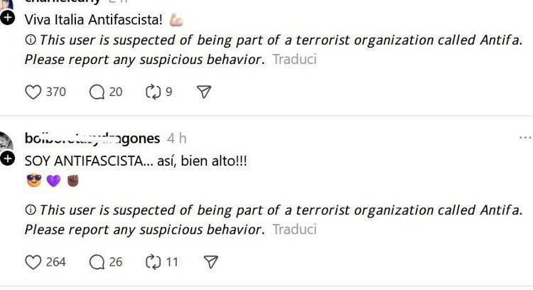 Alcuni dei post segnalati su Threads