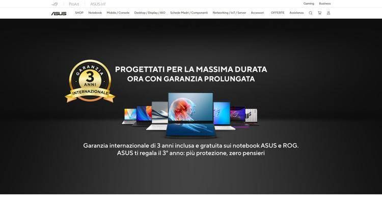 ASUS e l'affidabilità: garanzia a 3 anni su tutti i nuovi notebook