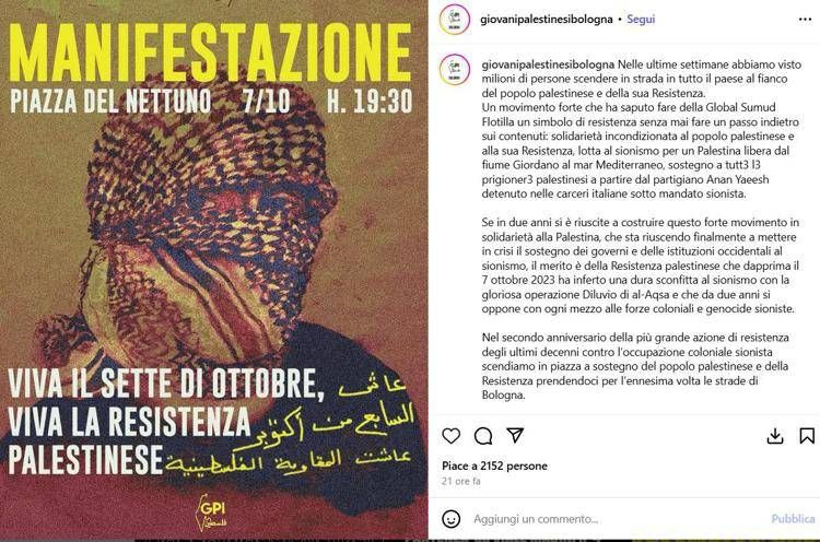 Post dei Giovani Palestinesi - Instagram