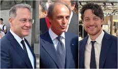 Edmondo Cirielli, Luigi Lobuono (Fotogramma/Ipa) e Alberto Stefani (foto dal suo Facebook ufficiale)