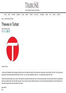 Pakistan: In Turbat, gangs of thieves terrorize citizens