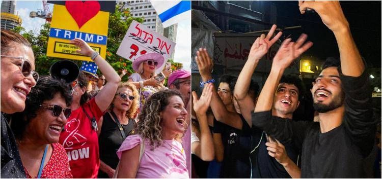 Festeggiamenti a Tel Aviv e Gaza dopo l'annuncio di Trump sull'ok all'accordo tra Israele e Hamas - Afp