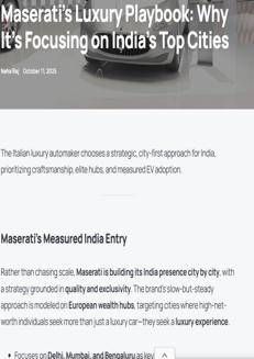 India: Maserati adotta un approccio strategico per entrare nel mercato indiano