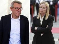 Maurizio Landini e Giorgia Meloni - (Ipa)