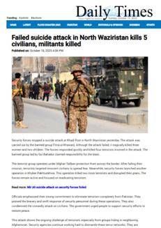 Pakistan: Attacco suicida sventato a North Waziristan con vittime civili