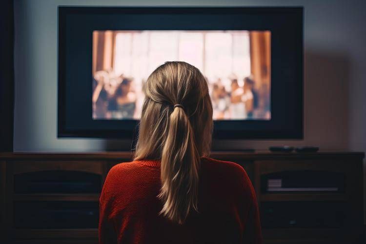 212255120_l_donna_guarda_televisione_123rf image Una donna guarda la televisione -