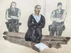 Dahbia Benkired in aula secondo un disegno diffuso dall'Afp in relazione all'udienza