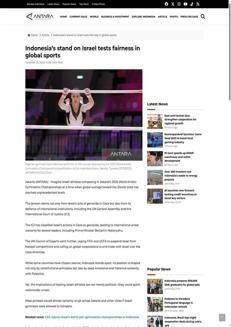 Indonesia: Jakarta blocks Israeli athletes from participating in the 2025 Gymnastics Championships.