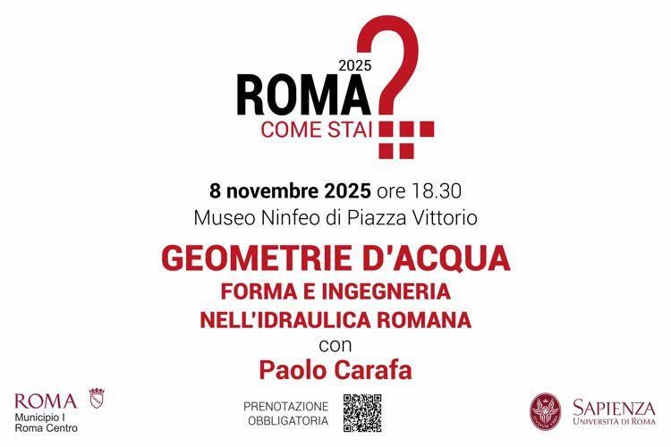 'Geometrie d'acqua', l'8 novembre ultimo appuntamento con 'Roma, come stai?'