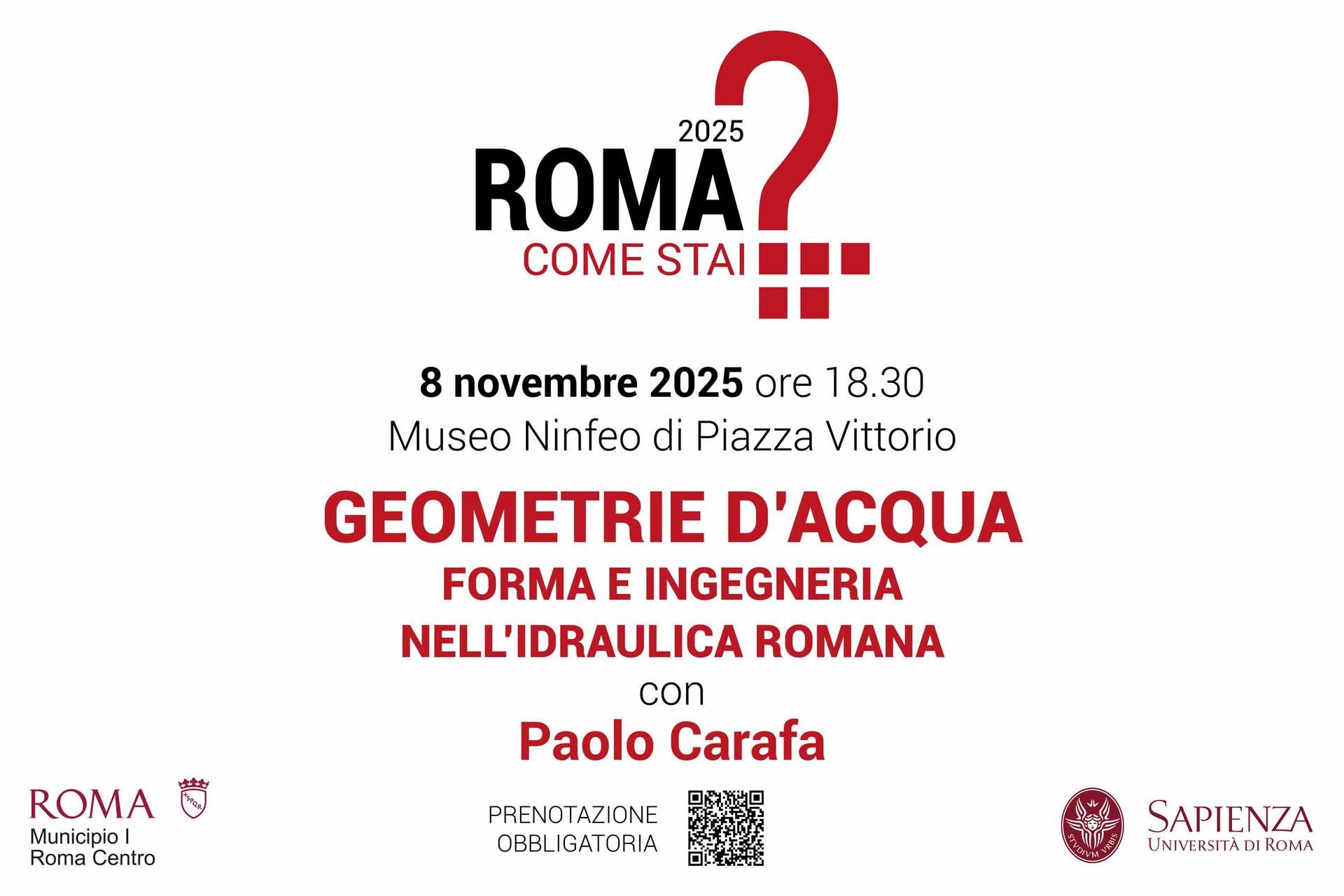 'Geometrie d'acqua', l'8 novembre ultimo appuntamento con 'Roma, come stai?'