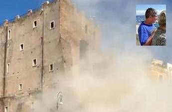 Il crollo alla Torre dei Conti e nel riquadro la vittima Octay Stroici