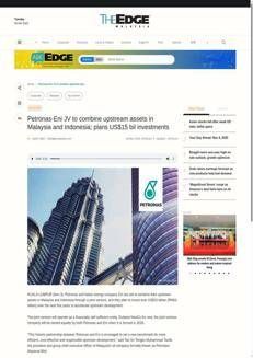 Malaysia: Petronas and Eni form joint venture to combine oil assets in Malaysia and Indonesia
