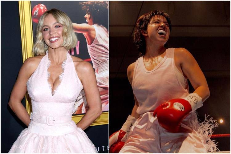 Sydney Sweeney sul red carpet e in una scena del film 'Christy' - Ipa/Black Bear Pictures