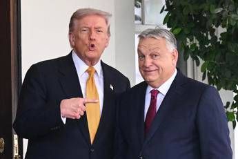 Donald Trump e Viktor Orban alla Casa Bianca (Afp)
