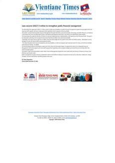 Laos: $17.5 million in funding to improve public financial management